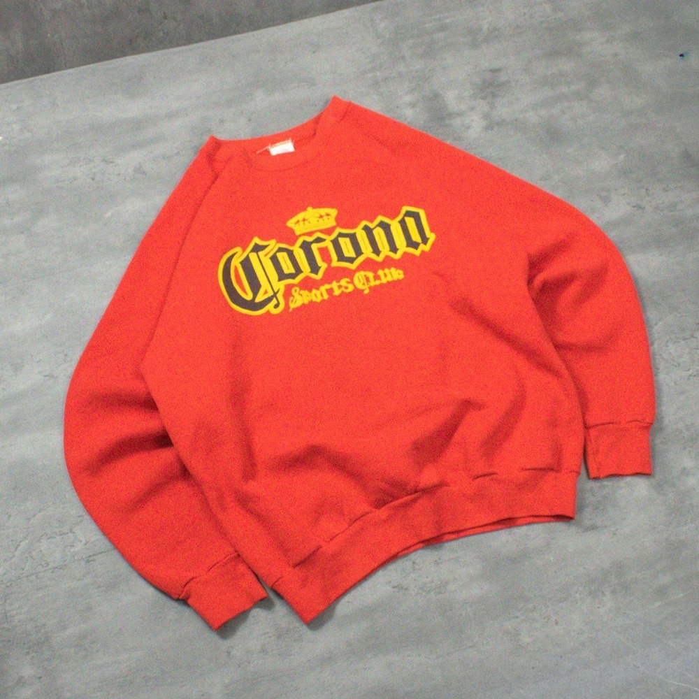 Vintage VTG 1990's 90's Corona Sports Club Bright Red Crewneck Sweater